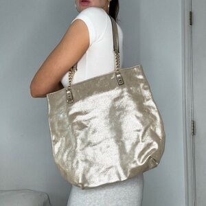 Michael Kors Metallic Gold Leather Shoulder Bag